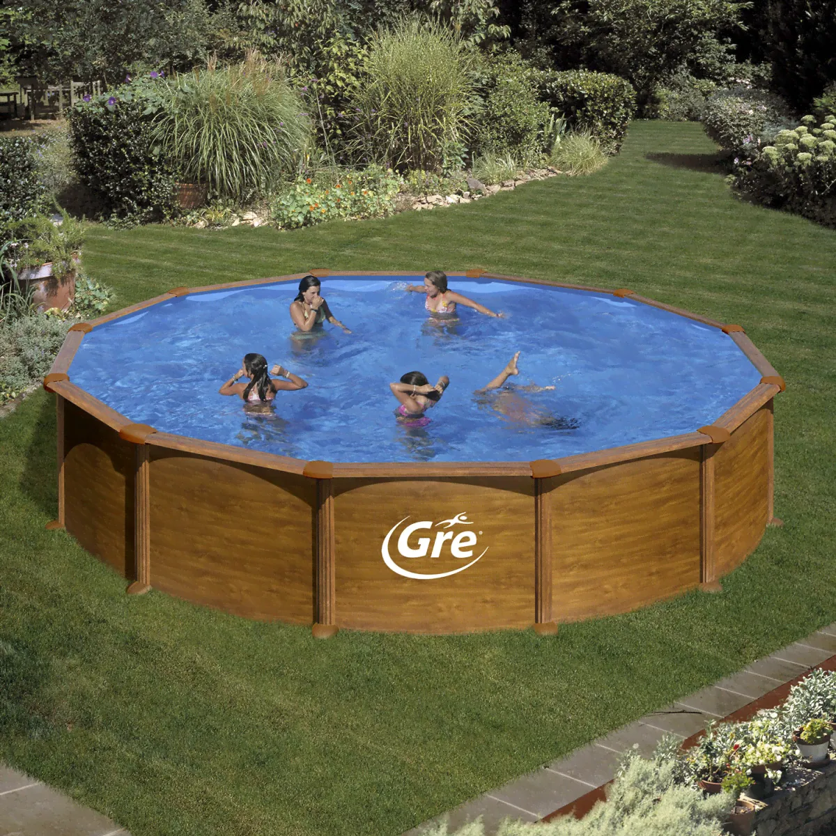 Сборный бассейн GRE Dream Pool PR558WO (550x132) с облицовкой «под дерево»-2
