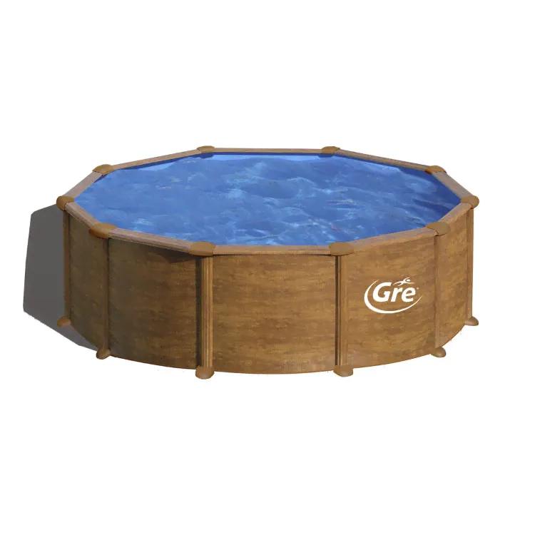 Каркасный морозостойкий бассейн GRE 5.5х1.32м (врезной скиммер + форсунка) цвет Дерево.арт. PR558WOMAG-0
