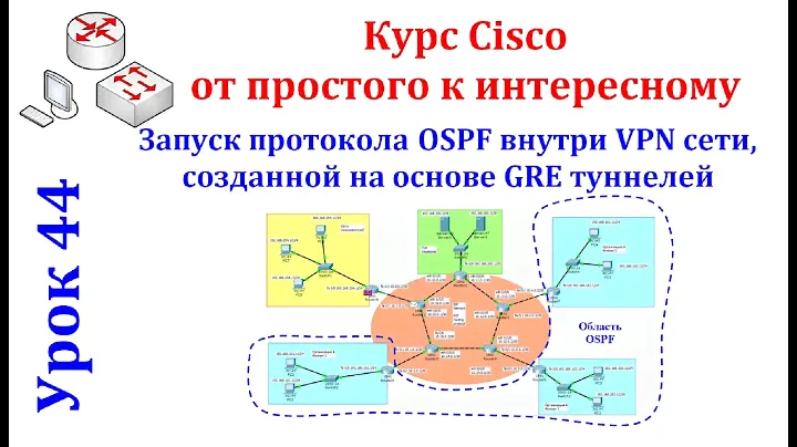 Урок 44 Cisco Packet Tracer Запуск протокола OSPF внутри VPN сети, созданной на основе GRE туннелей